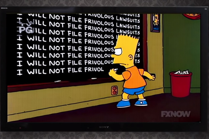 Screenshot of video regarding Frivolous lawsuits